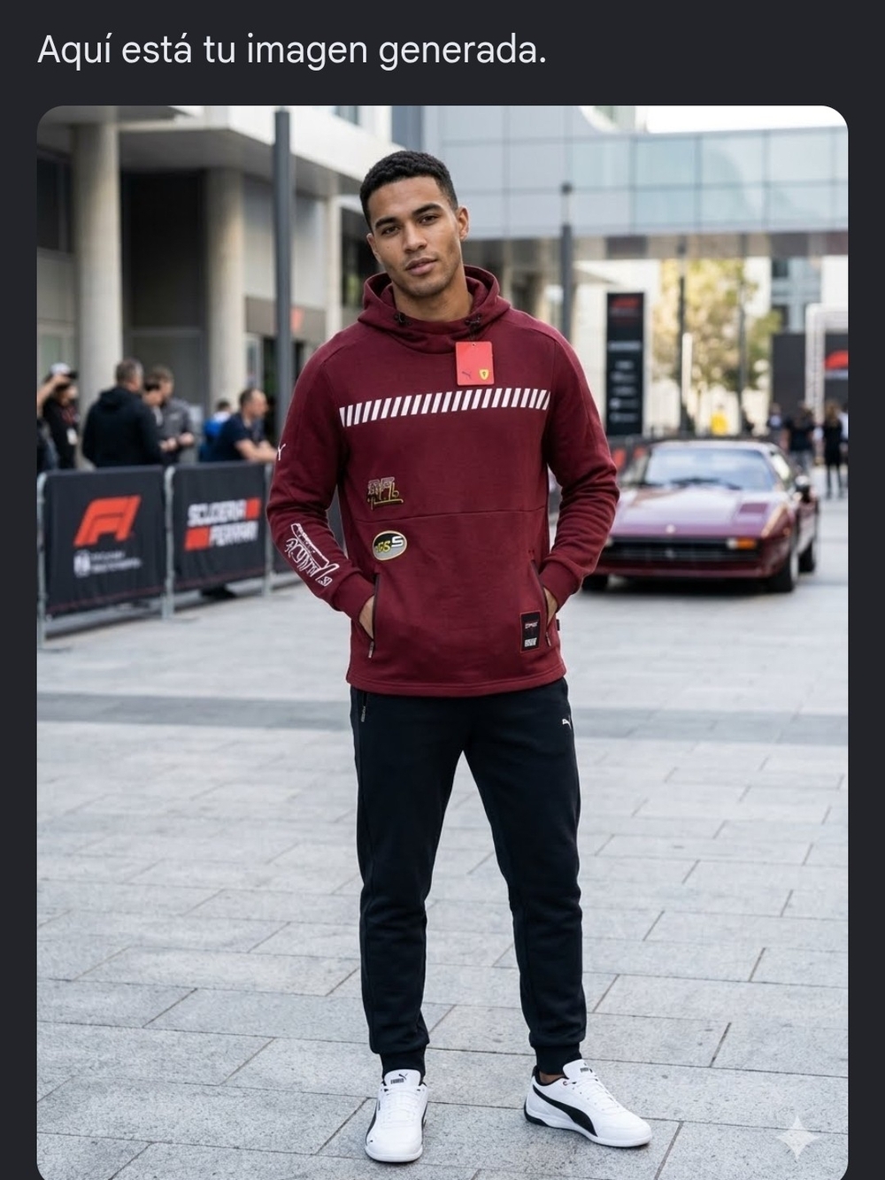 NWT Ferrari Men's Burgundy Crewneck Sweater with Graphic Patches - Picture 11 of 11